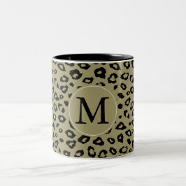 Taza Bicolor Monograma de impresión de leopardo negro dorado