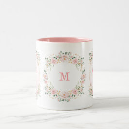 Taza Bicolor Monograma de la flor de los Jardín de Oro Rosado R