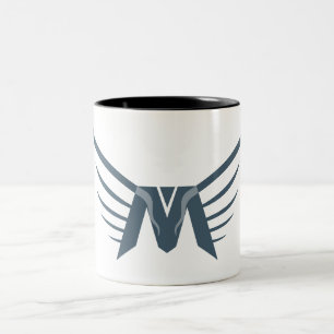 Taza Bicolor Monograma de letra M elegante con alas