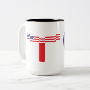 Taza Bicolor Monograma de letra T con bandera americana