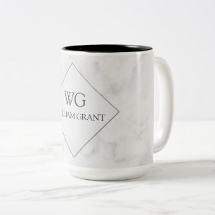 Taza Bicolor Monograma de mármol blanco elegante minimalista d