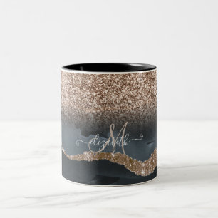 Taza Bicolor Monograma de mármol con brillo moderno