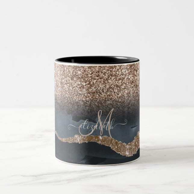Taza Bicolor Monograma de mármol con brillo moderno (Centro)