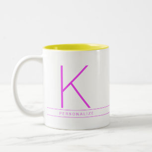Taza Bicolor Monograma de neón mínimo brillante divertido moder