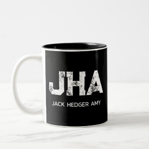 TAZA BICOLOR MONOGRAMA DE NOMBRE DE TRES LETRAS BLANCO MINIMALI