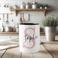 Monograma de nombre personalizado moderno rosa