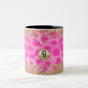 Taza Bicolor Monograma de Purpurina Dorada con Estampado de Gue