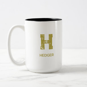 TAZA BICOLOR MONOGRAMA DE UNA LETRA DE LATÓN MINIMALISTA NOMBRE