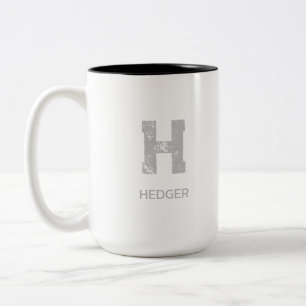 TAZA BICOLOR MONOGRAMA DE UNA LETRA MINIMALISTA PLATEADA NOMBRE