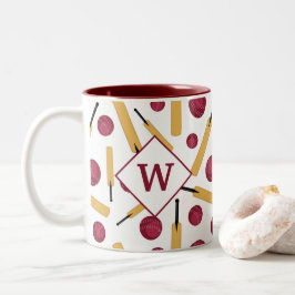 Taza Bicolor Monograma del jugador de cricket