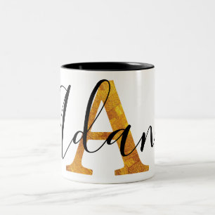 Taza Bicolor Monograma del oro con nombre personalizado