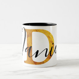 Taza Bicolor Monograma del oro "D" con nombre personalizado