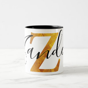Taza Bicolor Monograma del oro "Z" con nombre personalizado