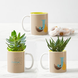 Taza Bicolor Monograma del Personalizado de estilo boho y color