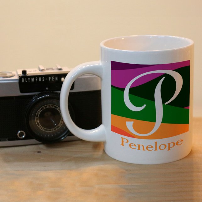 Taza Bicolor Monograma elegante con diseño geométrico (Subido por el creador)