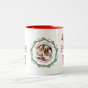 Taza Bicolor Monograma elegante de la familia de Navidades de g