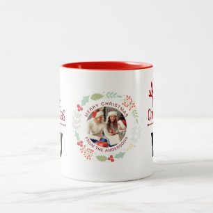 Taza Bicolor Monograma elegante de la familia de Navidades de g