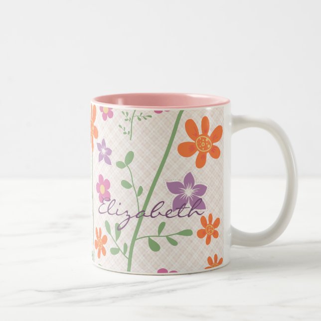 Taza Bicolor Monograma elegante del diseño del estampado de (Derecha)