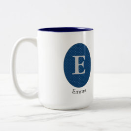 Taza Bicolor Monograma elegante personalizado azul
