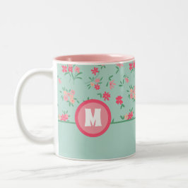 Taza Bicolor Monograma en forma de flores de piel rosada
