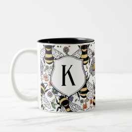 Taza Bicolor Monograma Floral Bumble Bee