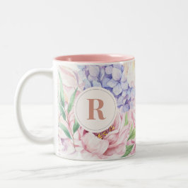 Taza Bicolor Monograma floral elegante