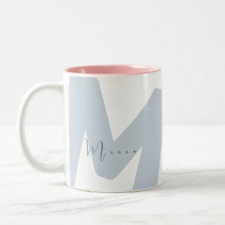 Taza Bicolor Monograma Inicial Agrandada Moderna Nombre en Letr