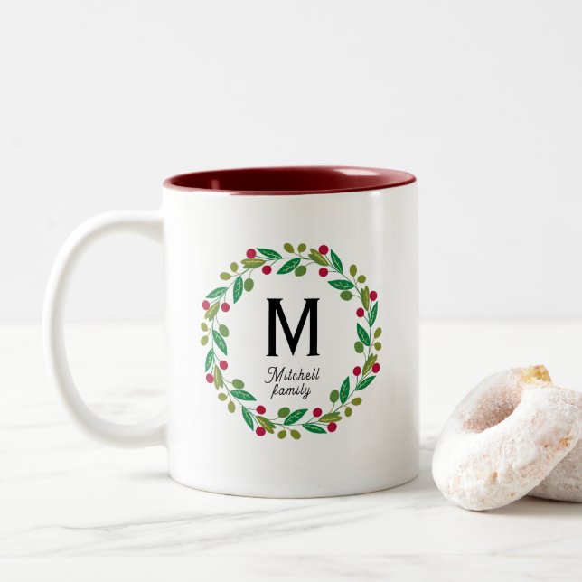 Taza Bicolor Monograma inicial - Navidades (Con donut)