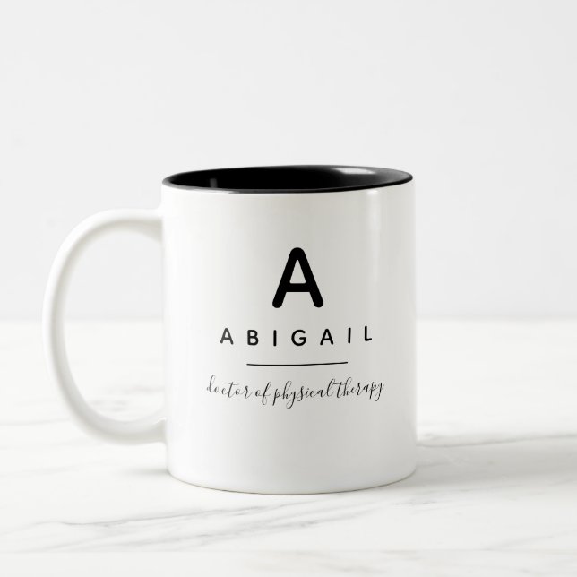 Taza Bicolor Monograma Médica del Personalizado de Terapia Físi (Izquierda)