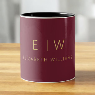 Taza Bicolor Monograma Minimalista clásico de oro de Borgoña