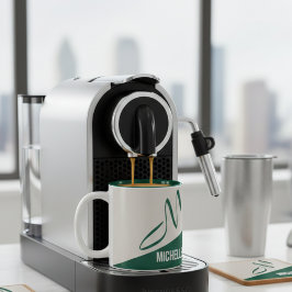 Taza Bicolor Monograma moderno de verde bosque y crema