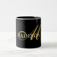 Monograma moderno dorado Black Script Name