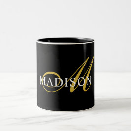 Taza Bicolor Monograma moderno dorado Black Script Name