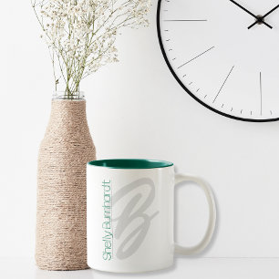 Taza Bicolor Monograma negrita Verde esmeralda mínimo personali
