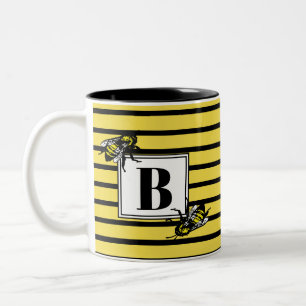 Taza Bicolor Monograma negro y amarillo de la abeja el de la