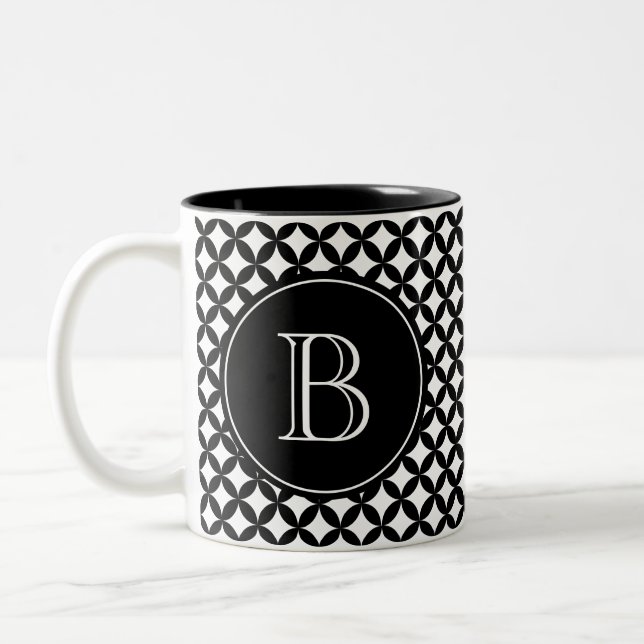 Taza Bicolor Monograma negro y blanco personalizado (Izquierda)
