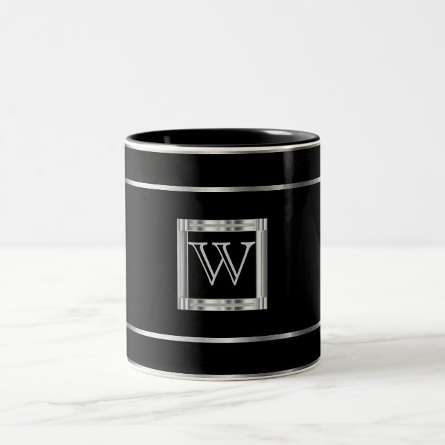 Taza Bicolor Monograma negro y plateado (Centro)