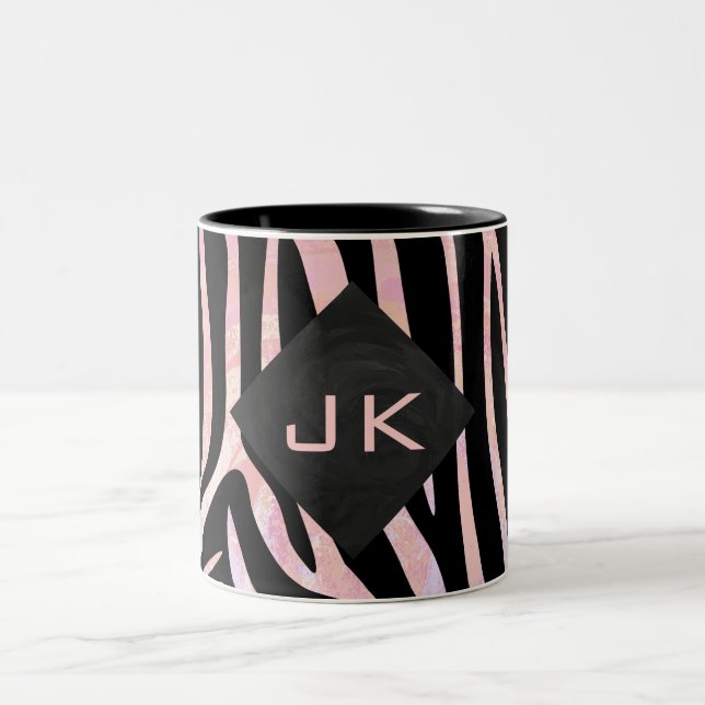 Taza Bicolor Monograma negro y rosa cebra (Centro)