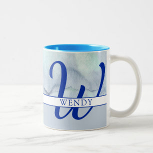 Taza Bicolor Monograma Nombre Agua Azul