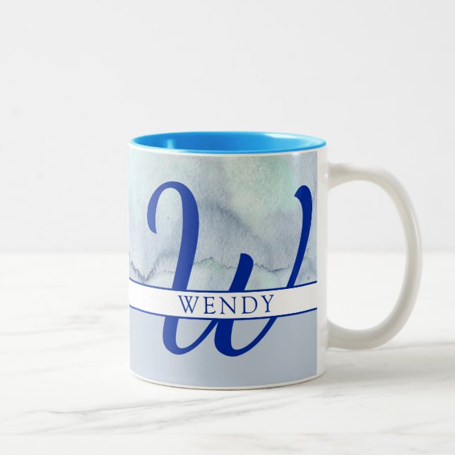 Taza Bicolor Monograma Nombre Agua Azul (Derecha)