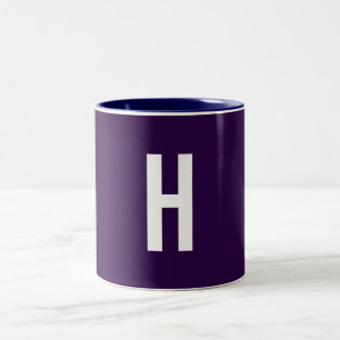 Taza Bicolor Monograma nombre propio inicial minimalista azul m