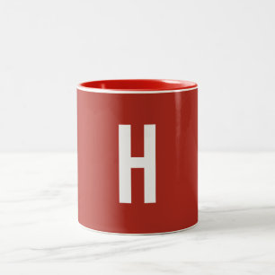 Taza Bicolor Monograma Nombre Propio Inicial Minimalista Ladril