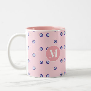 Taza Bicolor Monograma Personalizado con Patrón de Ojo Malo Ros