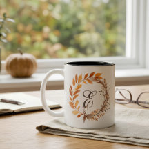 Monograma personalizado de follaje de otoño