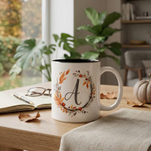 Monograma Personalizado de Follaje de Otoño