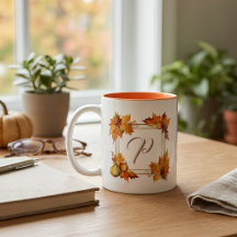 Monograma Personalizado de Hojas de Otoño