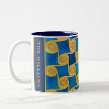 Monograma personalizado del antiguo Egipto azul y