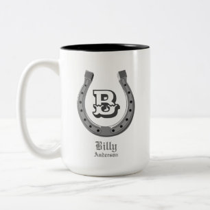Taza Bicolor Monograma personalizado del zapato de caballo de v