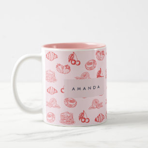 Taza Bicolor Monograma personalizado Encantadora Fresa de Cerez