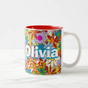 Taza Bicolor Monograma personalizado o patrón floral de nombre